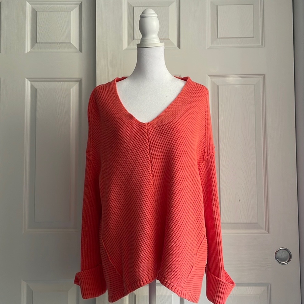 EUC XS Free People Orange chunky knit sweater